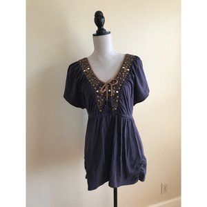 Anthropologie C. Keer size S purple sequined beade